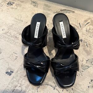 Aquazzura Black Patent Sandals 41